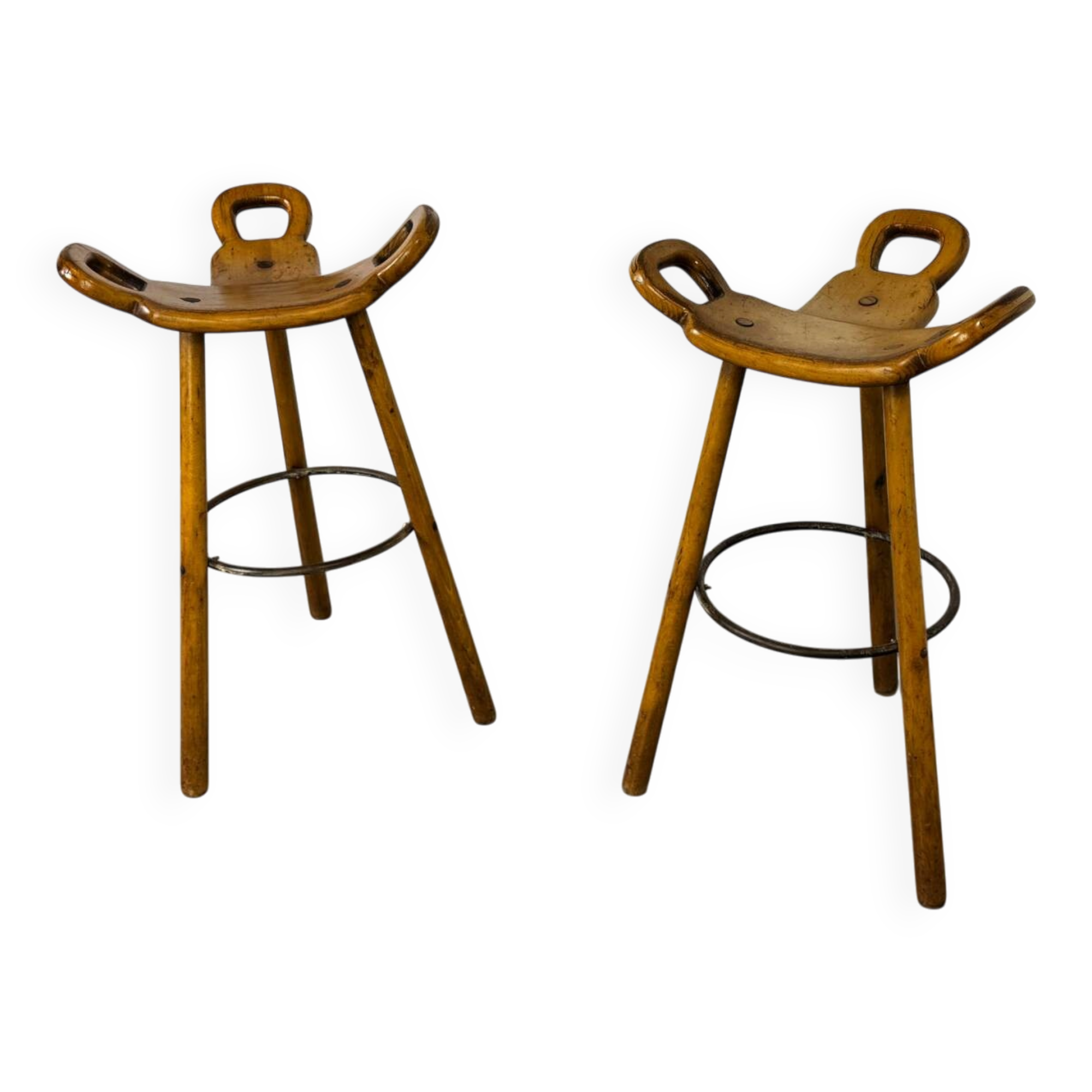 Set of 2 Brutalist Marbella Bar Stools by Sergio Rodrigues, 1960s