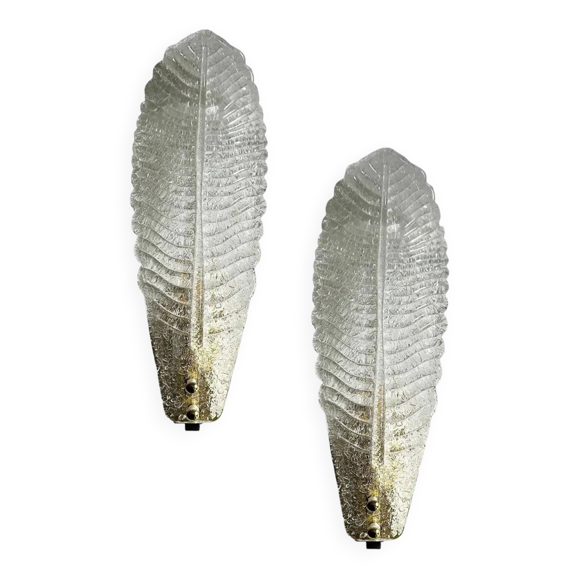 Luxury Italian Murano Glass Leaf Wall Lights – Venetian White, Pair