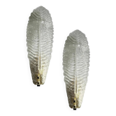 Luxury Italian Murano Glass Leaf Wall Lights – Venetian White, Pair