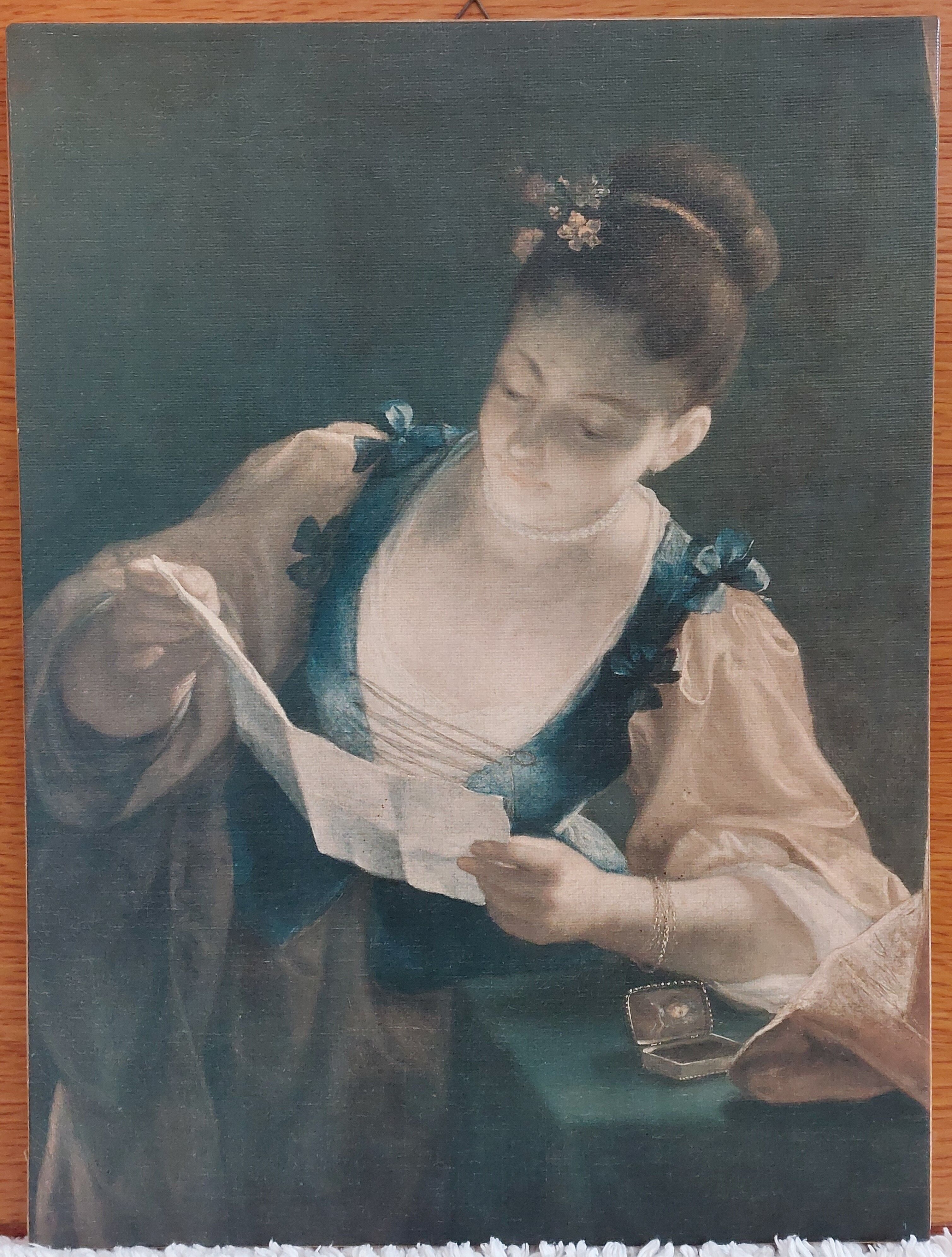 Reproduction of the painting La Liseuse de Raoux