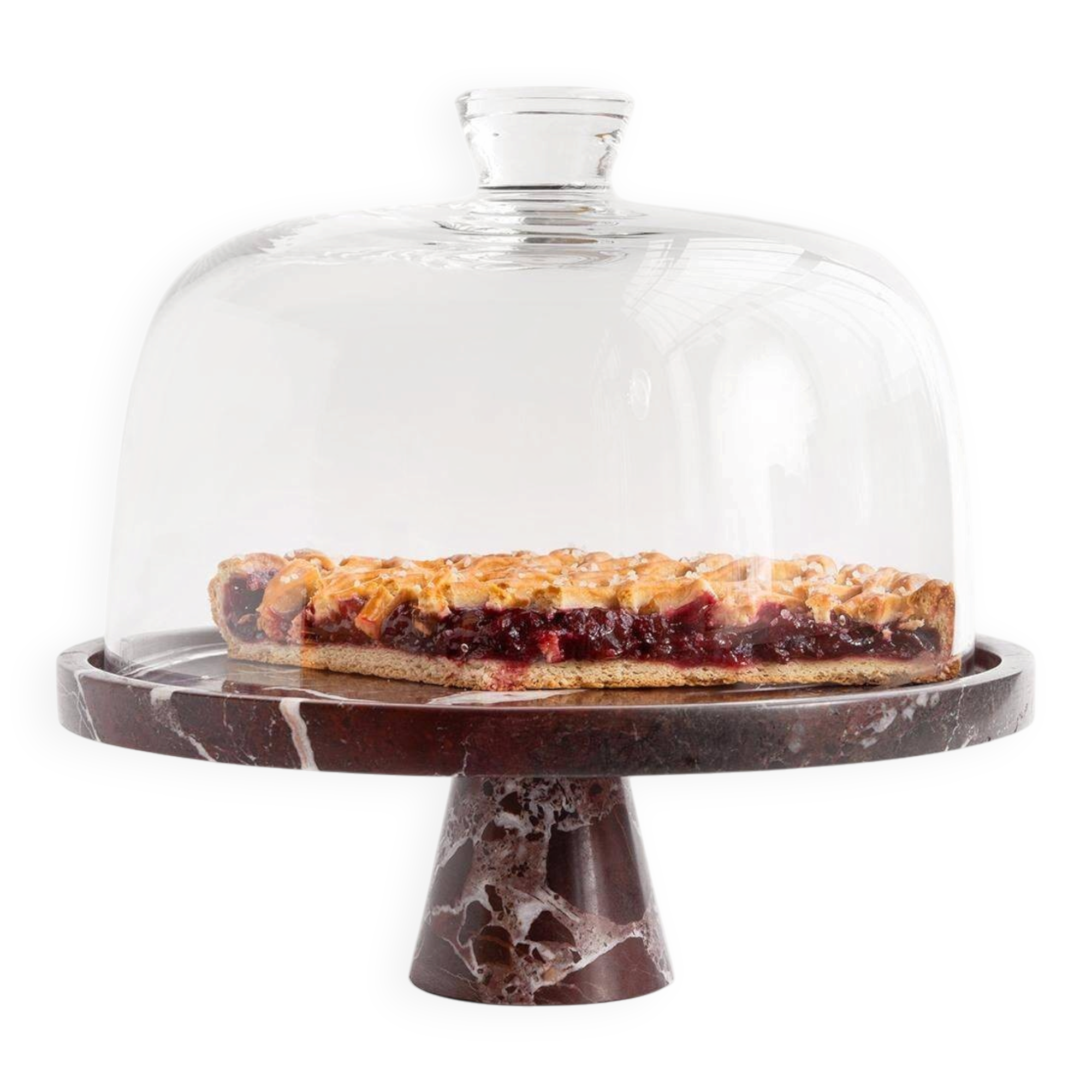 Marble cake stand in Rosso Levanto.