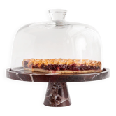 Marble cake stand in Rosso Levanto.