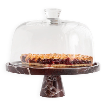 Marble cake stand in Rosso Levanto.