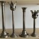 Set of 4 Art Deco candlesticks in silver-plated metal and lapis lazuli