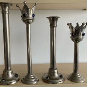 Set of 4 Art Deco candlesticks in silver-plated metal and lapis lazuli