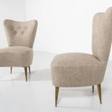 Mid-Century Modern Pair of Beige Italian Chairs, 1950s