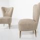 Mid-Century Modern Pair of Beige Italian Chairs, 1950s