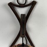 Rattan bamboo and rope sisal wall lamp, Dutch 1960s