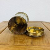 Vintage mother-of-pearl and golden brass box