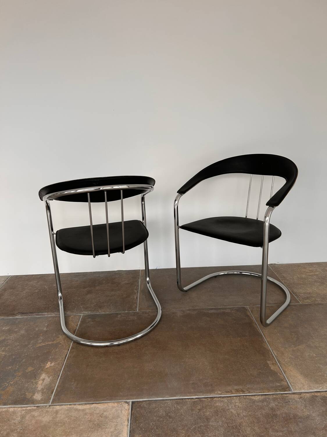 Chaises de bureau arrben italie années 70 chrome