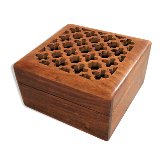 Vintage India openwork wooden box