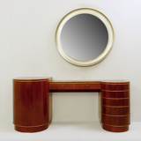 Brushed chrome round mirror 1970s 83x83cm