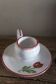 Vintage pink and green tulip ceramic candlestick rat.
