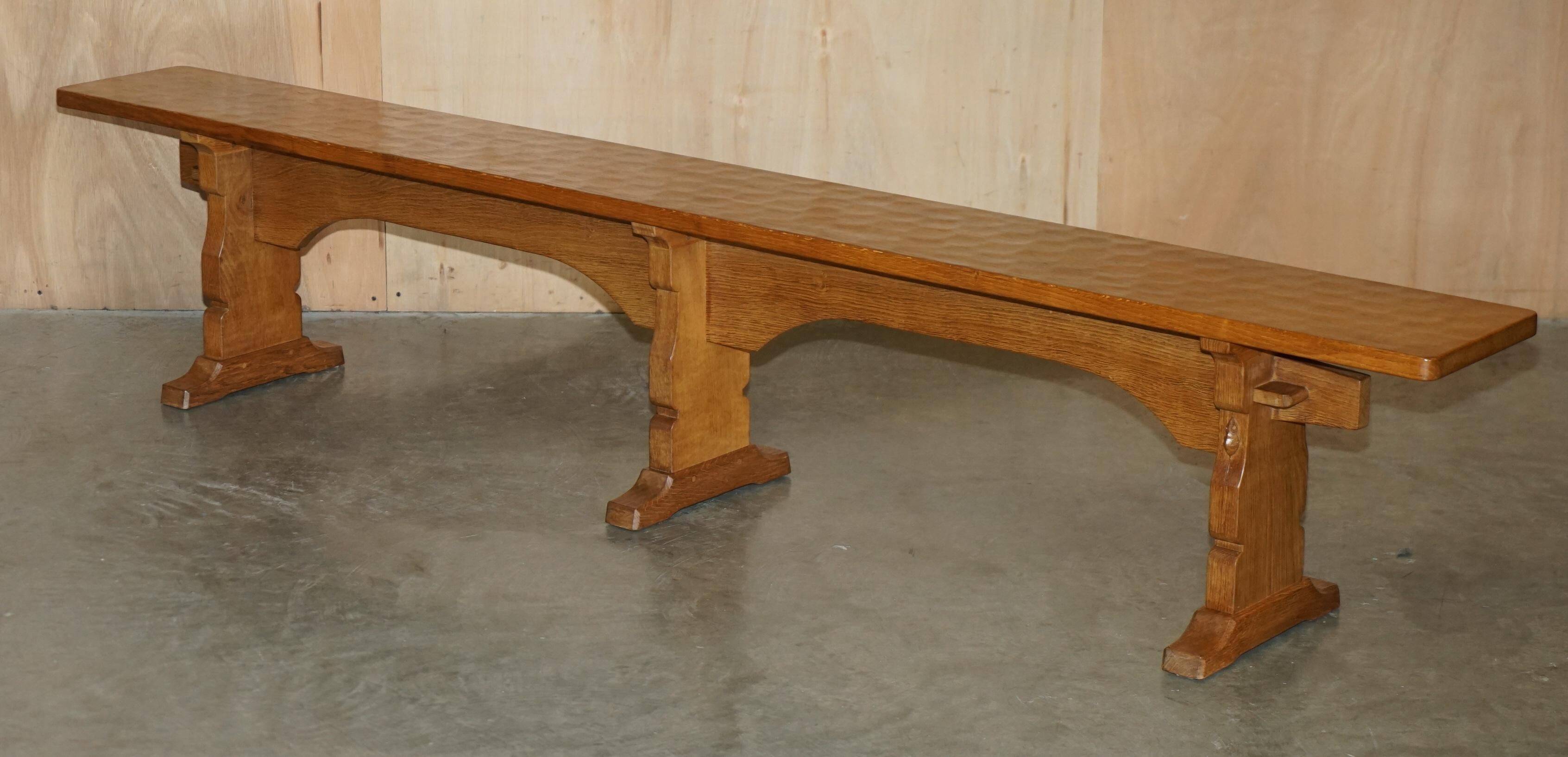 Pair of vintage dining room benches by Robert Mouseman Thompson