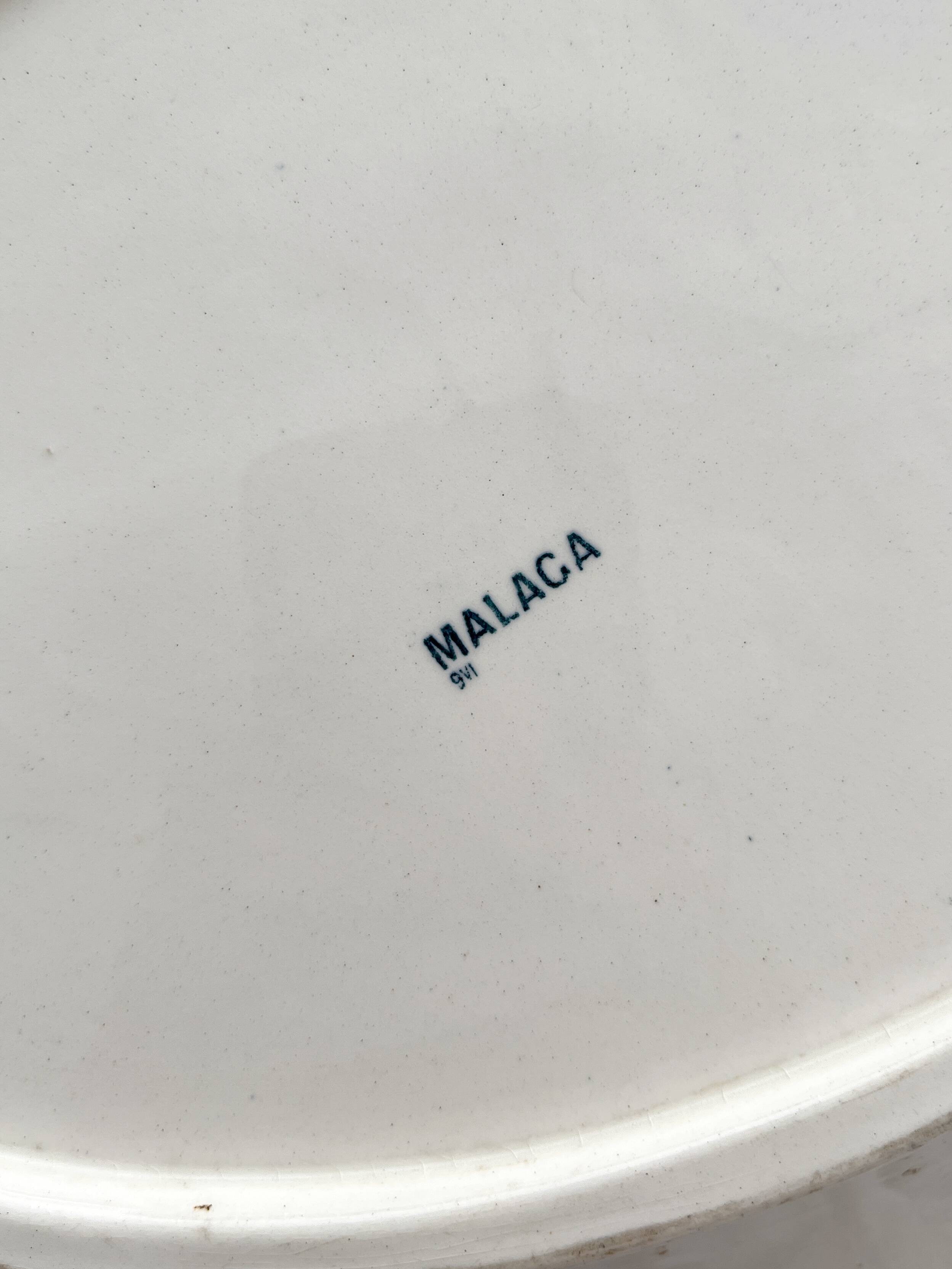 Oval ironstone dish with flowers and birds "Malaga" Petrus Regout