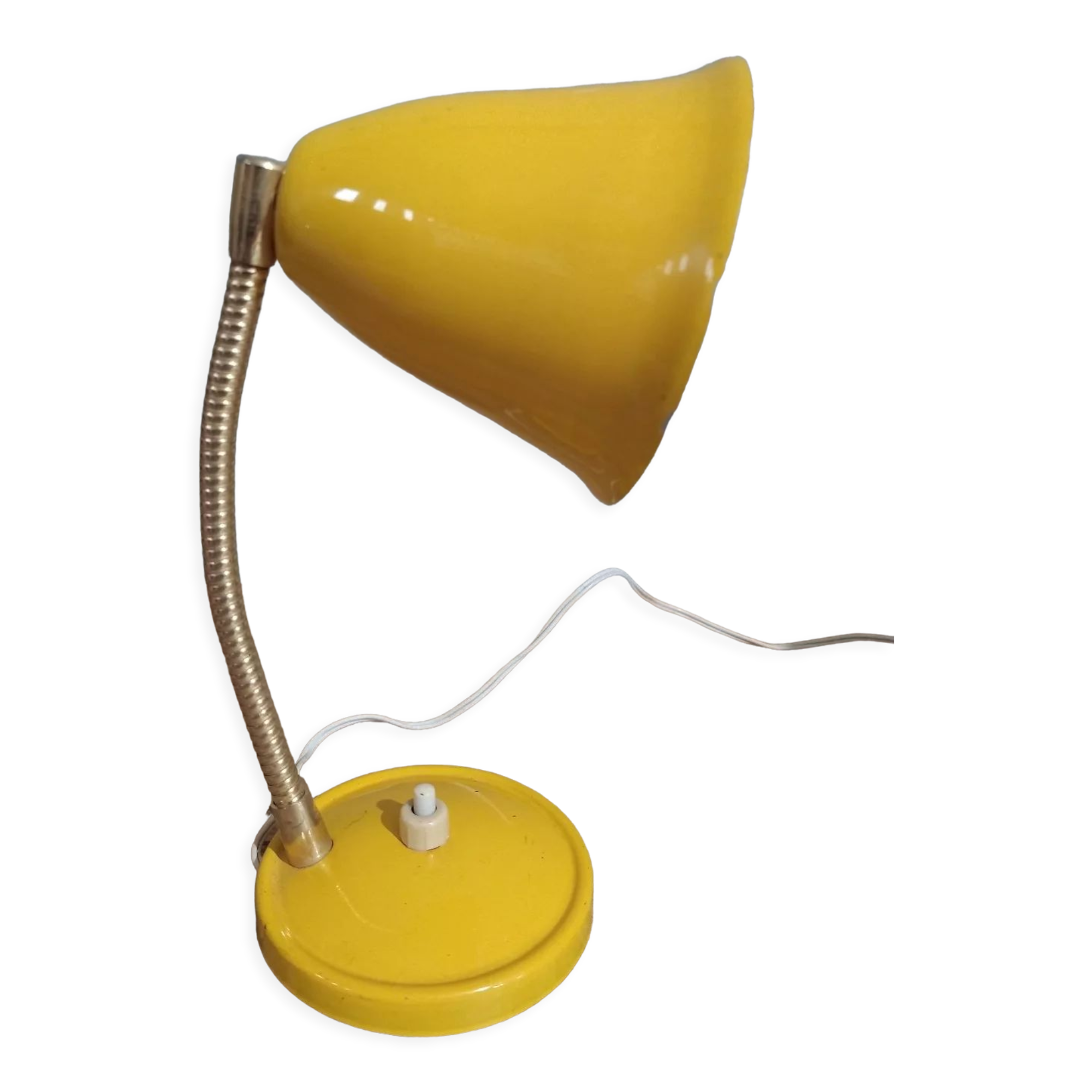 Yellow articulated desk lamp in metal