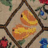 Handwoven Floral Pattern Needlepoint Kids Kilim Rug, Wall Hanging Turkish