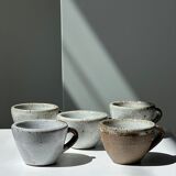 Set of 5 Indonesian ceramic handle coffee cups
