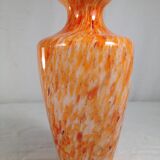 Orange multicolored glass vase, 70s