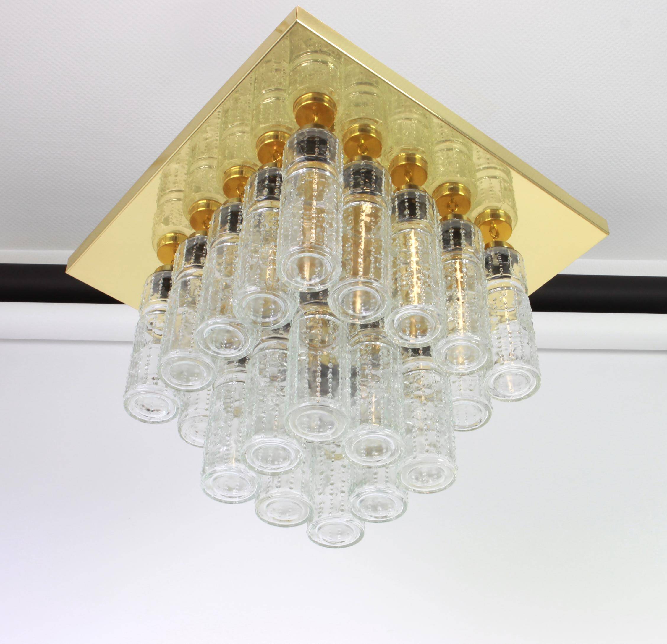 Crystal glass and brass chandeliers by Limburg, Germany, 1960s