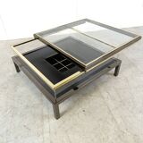 Table basse vintage coulissante en verre, 1970
