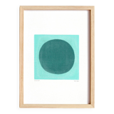 Abstract painting on paper - moon - painting signed eawy