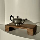 Small teapot, pewter coffee pot flattened oval shape