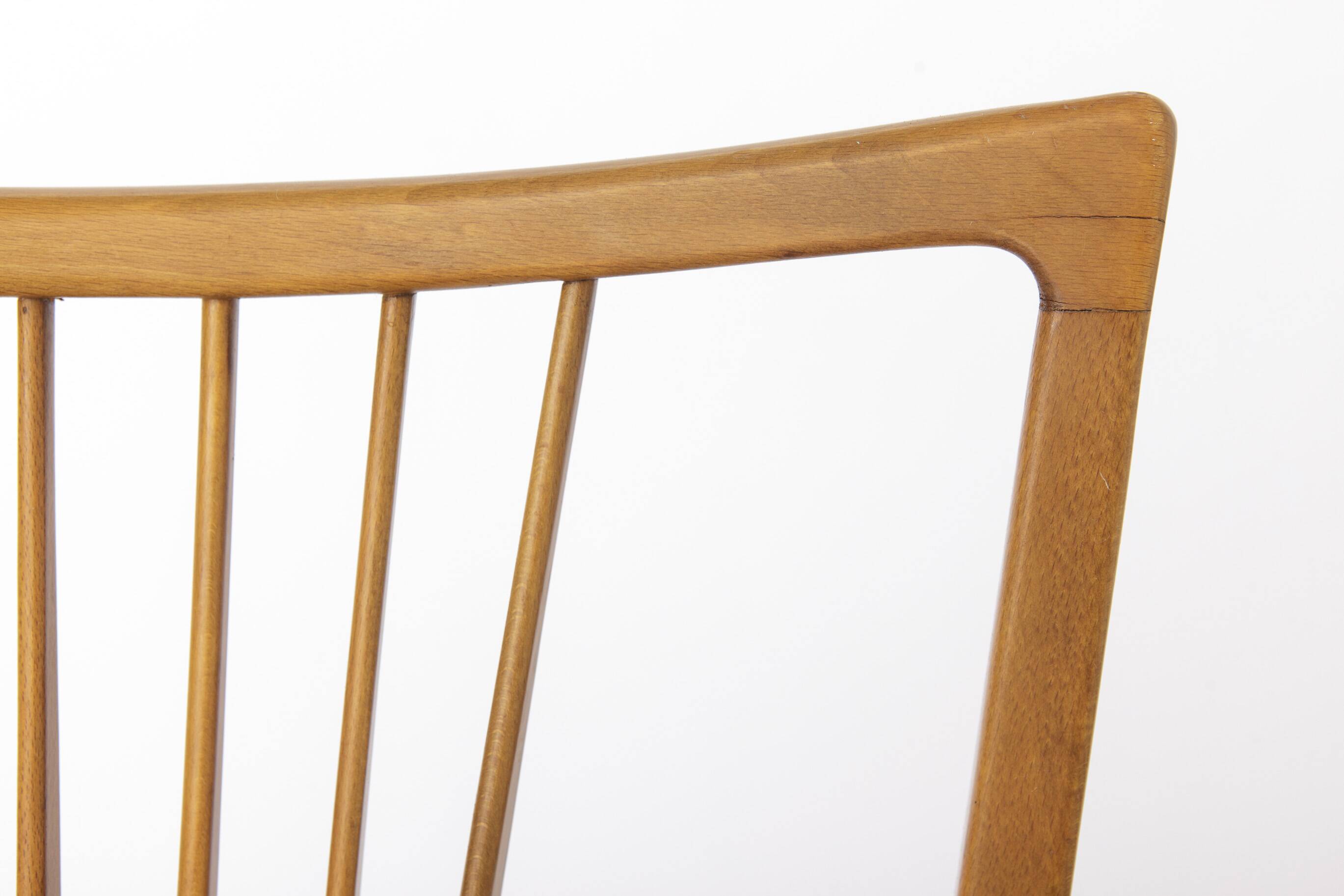 Pair of 1950s Vintage Armchairs, Restored Beech Wood & Light Gray 1950s