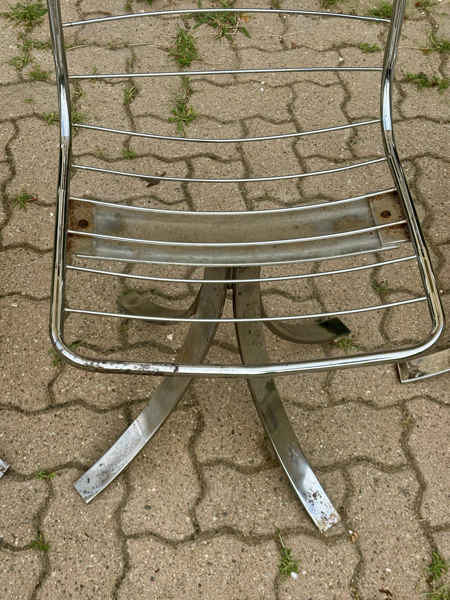 Set of 4 vintage swivel chairs in chrome metal – 1970s Ensem