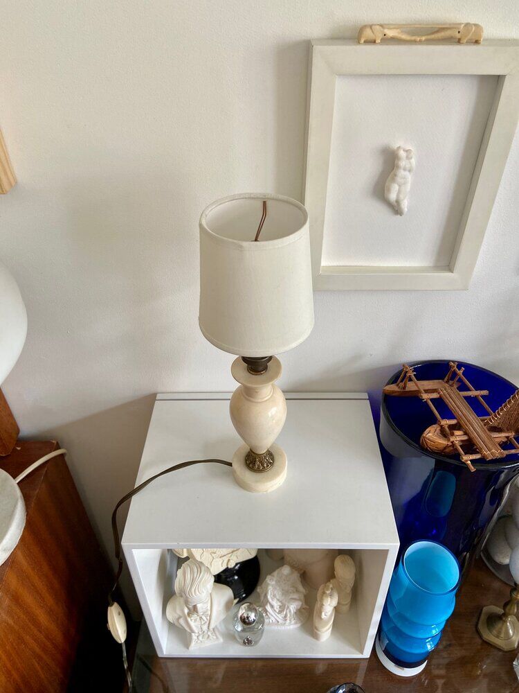 Stone and cotton table lamp