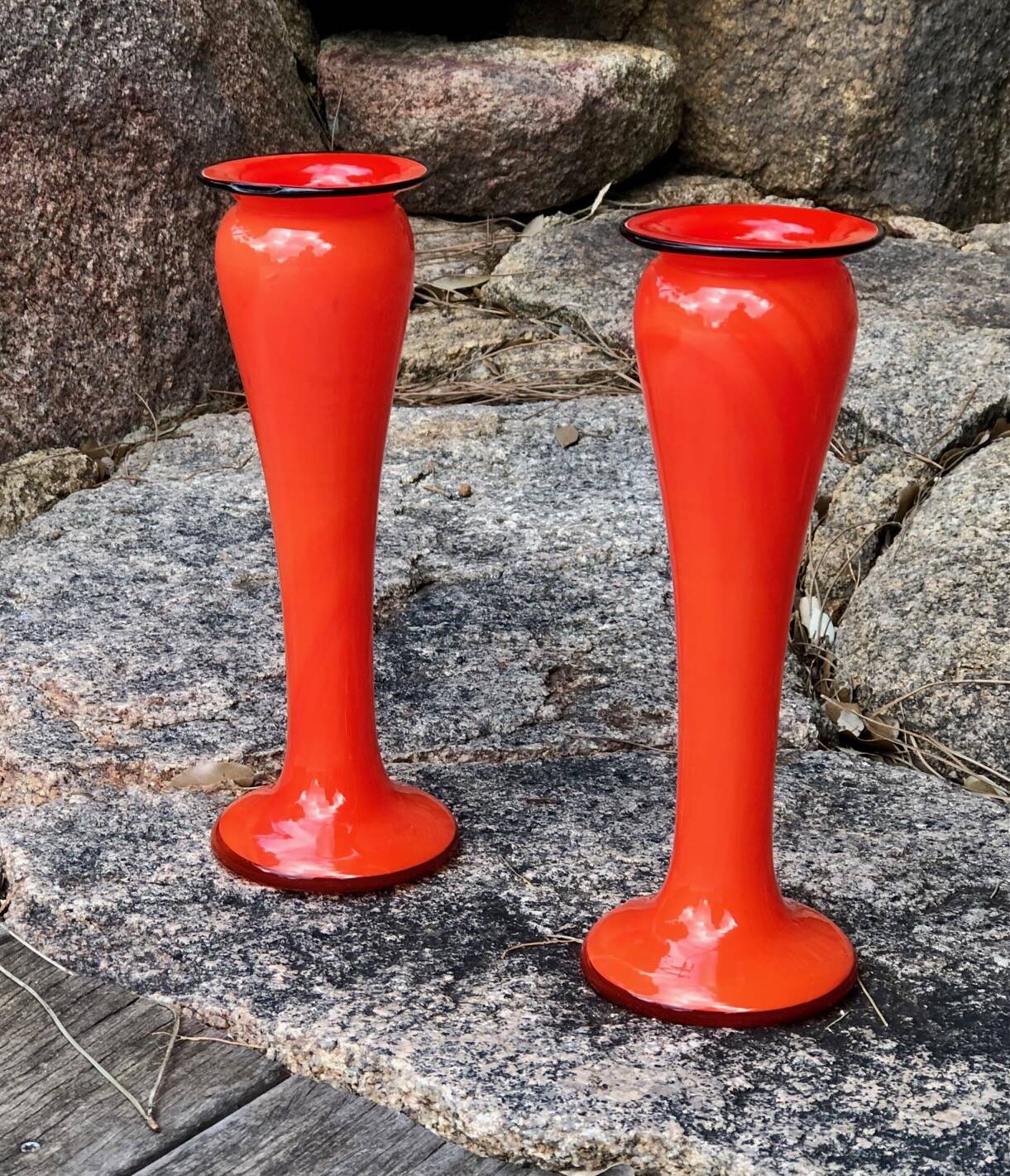 Pair of narrow-necked (or tulip-shaped) vases, 1970s