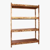 Old workshop shelf in Burmese teak with teak patina - original ecru