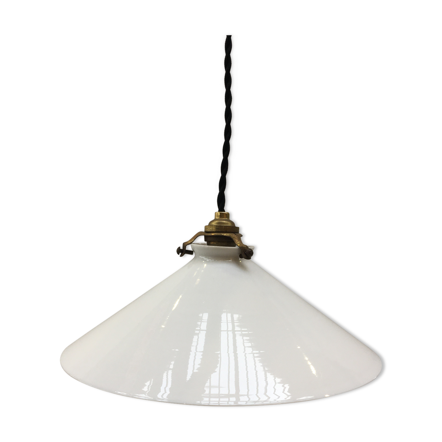Suspension vintage en opaline blanche