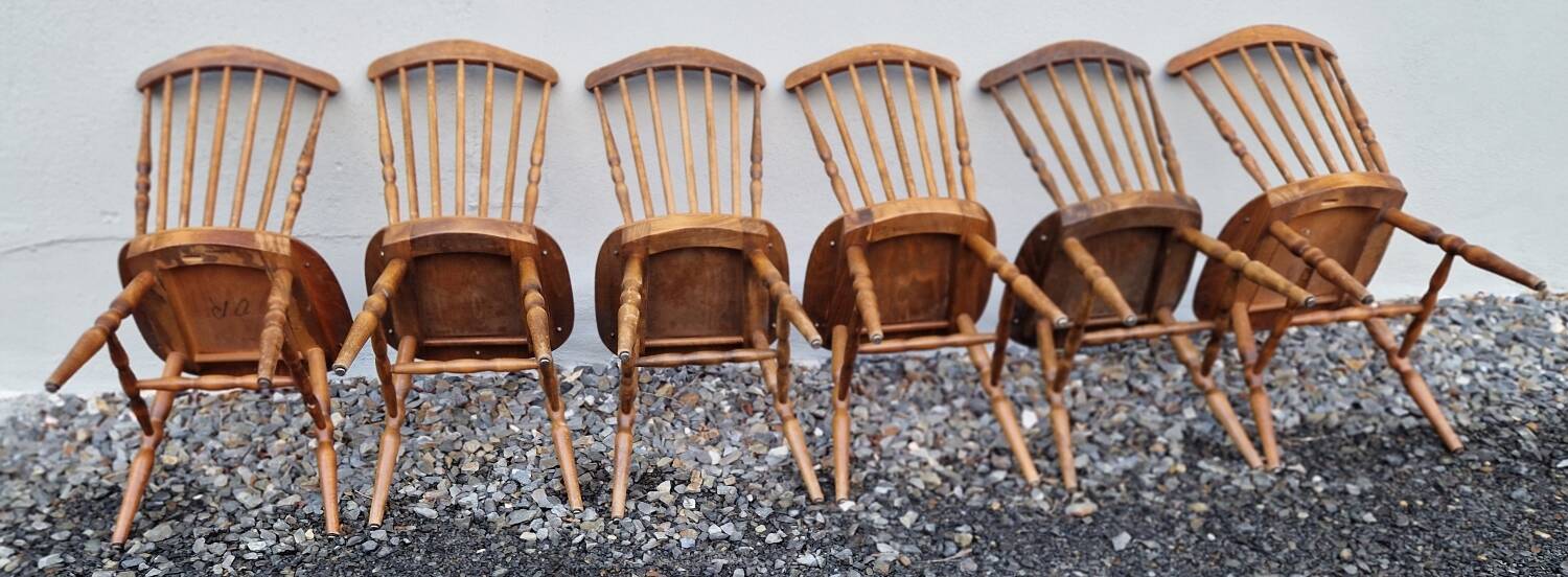 Set of 6 Baumann chairs in turned wood