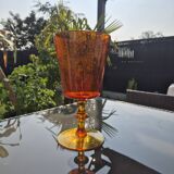 Vintage blown glass vase – orange bubble crystal – circa 1970
