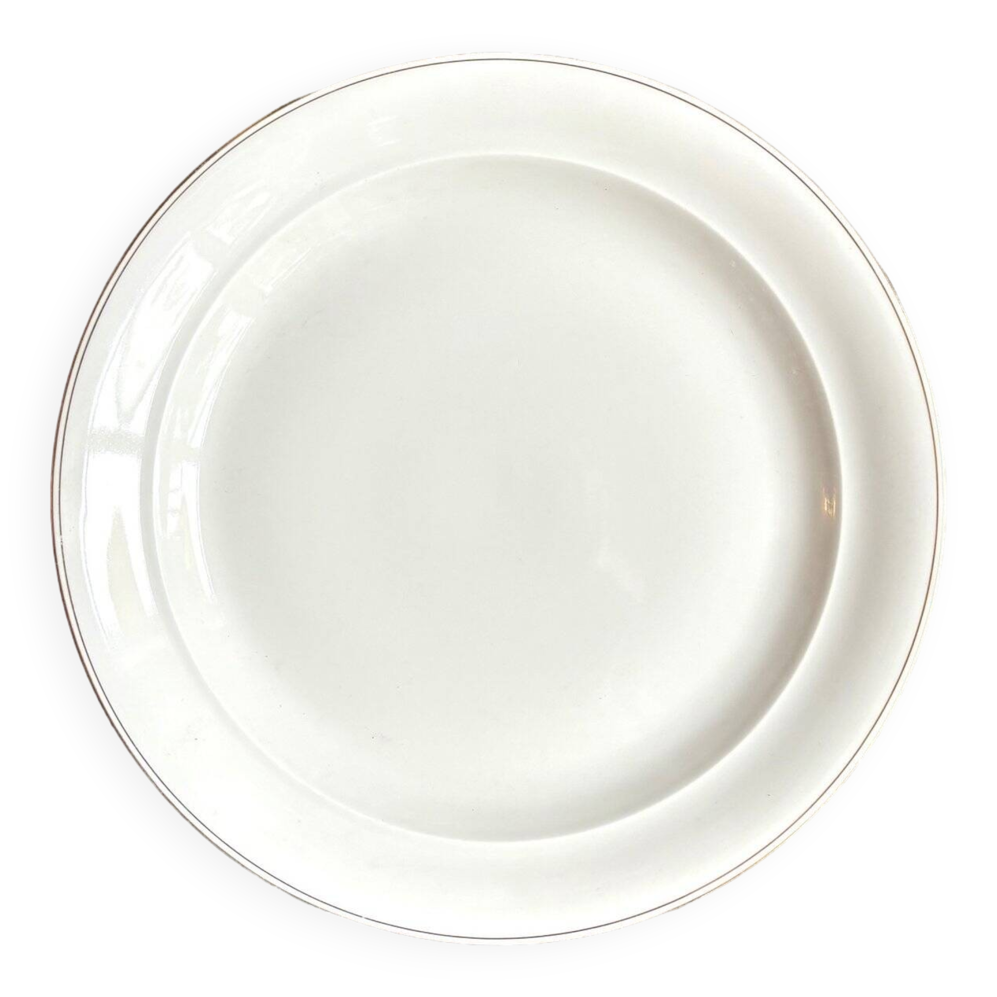 Plat rond en porcelaine blanche et dorée