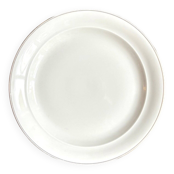Round plate in white and gold porcelain