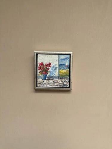 Mid Century Oil on Canvas “Sommardag” by Egon Lennart, Vintage & Framed 24×24cm