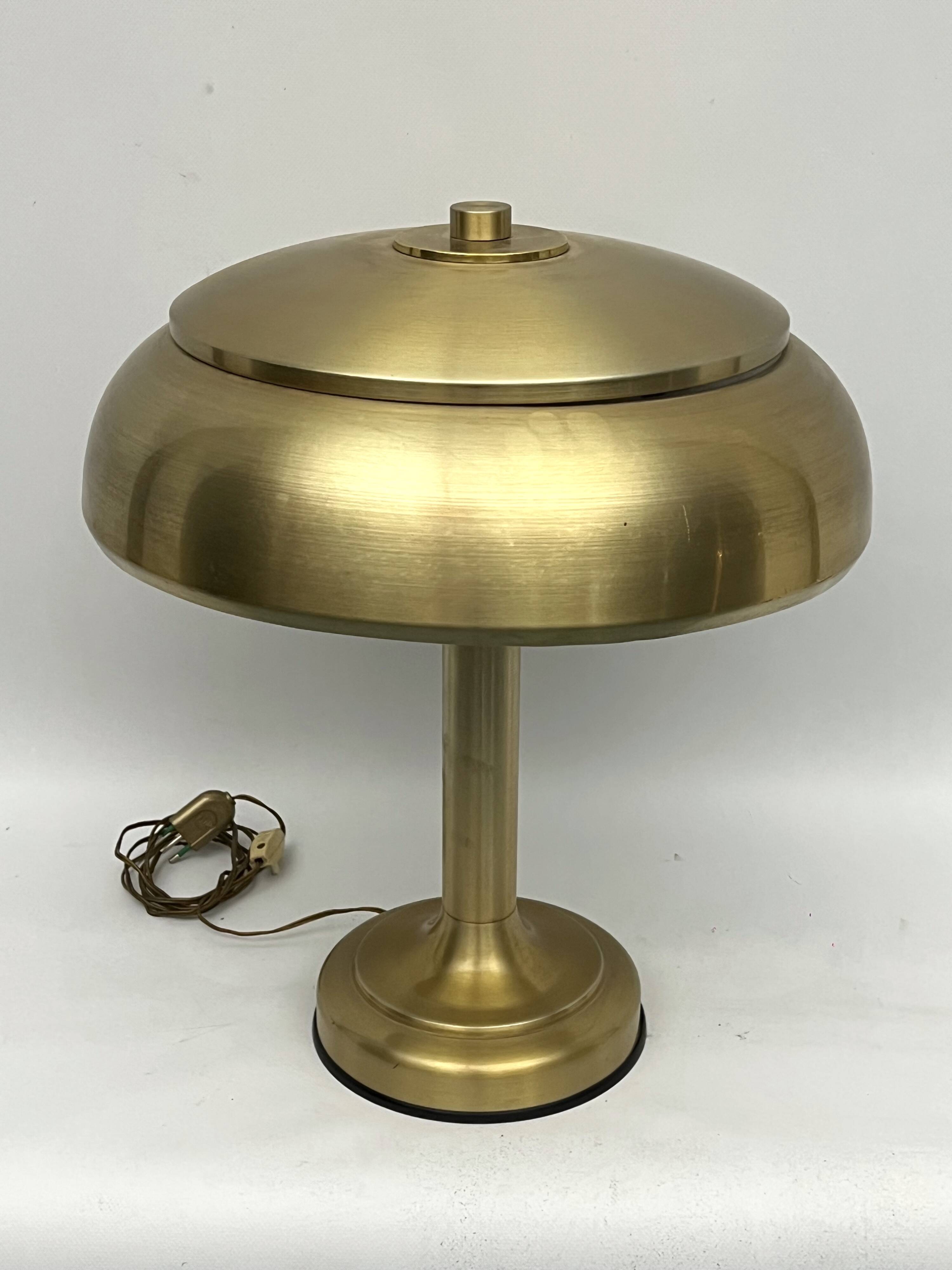 Vintage Ministerial gilded table lamp. Italy 1950s