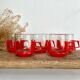 5 vintage red glass and plastic cups