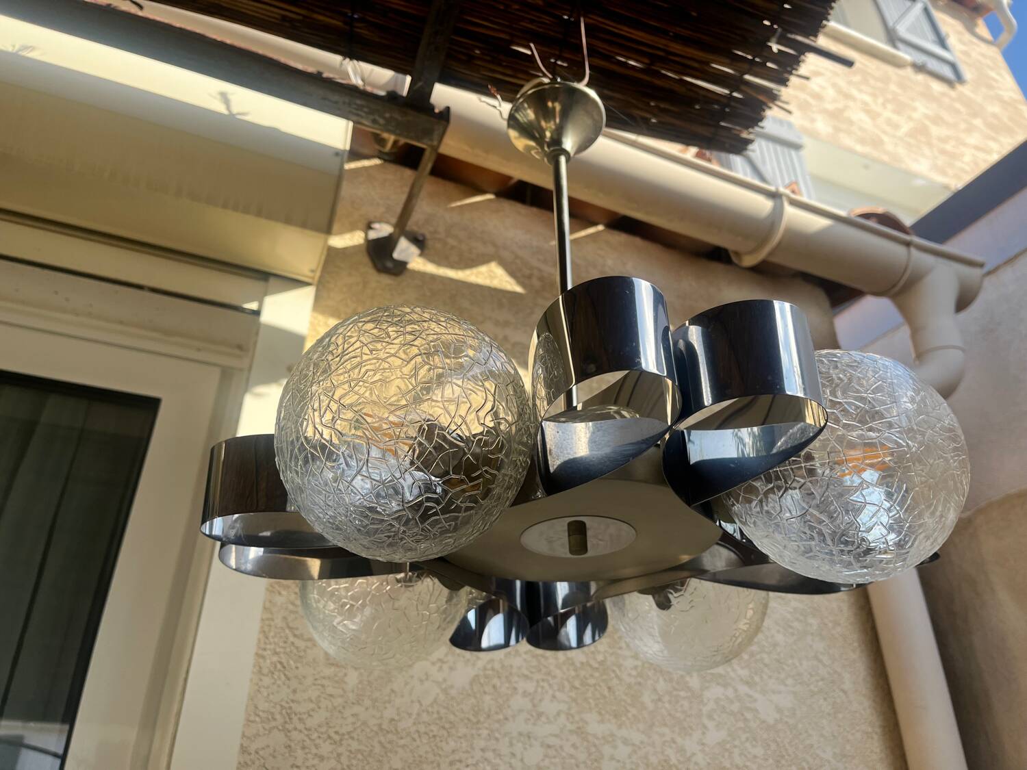 Chrome chandelier Space age 70s