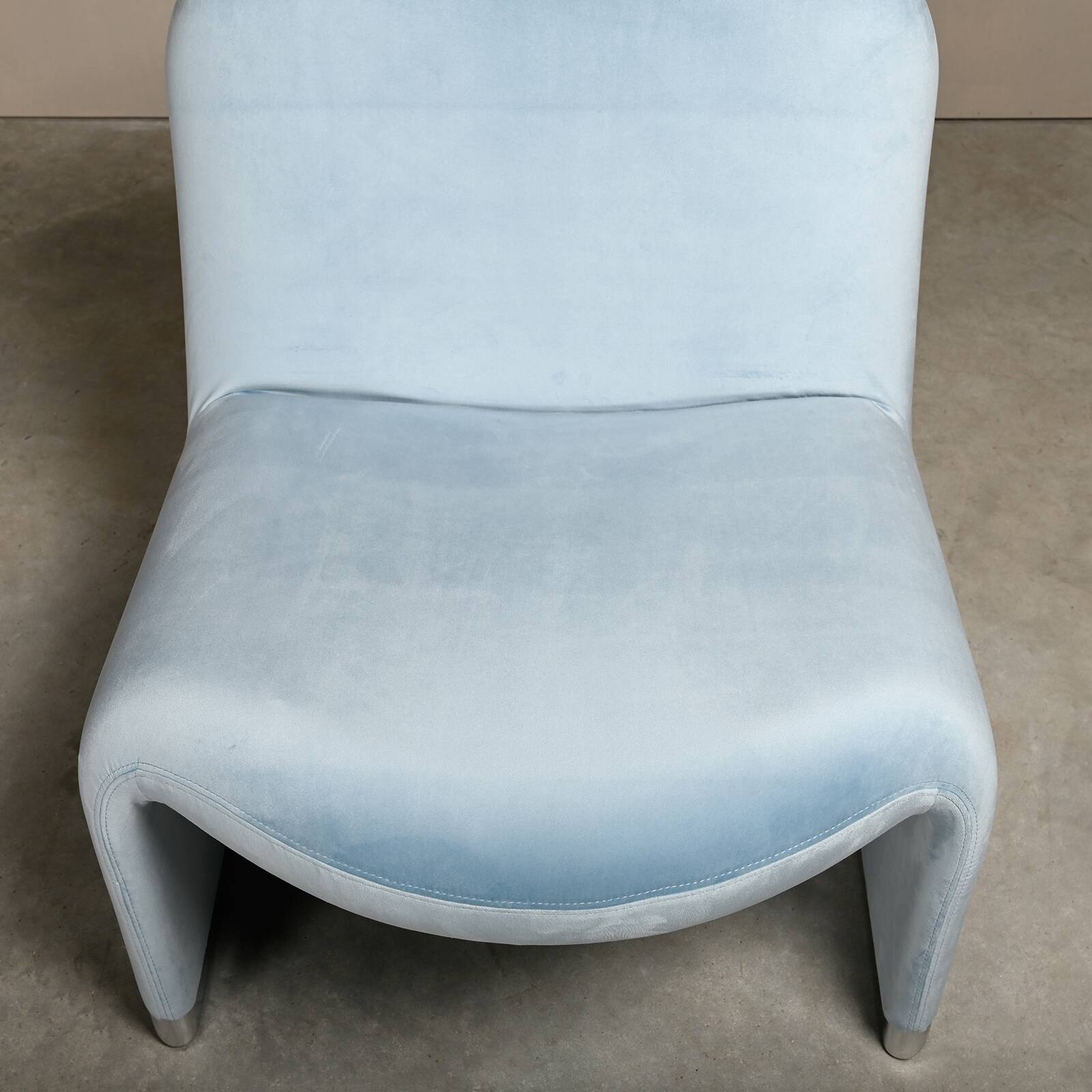Giancarlo Piretti Alky Lounge Chair Sky Blue Velvet for Anonima Castelli