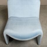 Giancarlo Piretti Alky Lounge Chair Sky Blue Velvet for Anonima Castelli