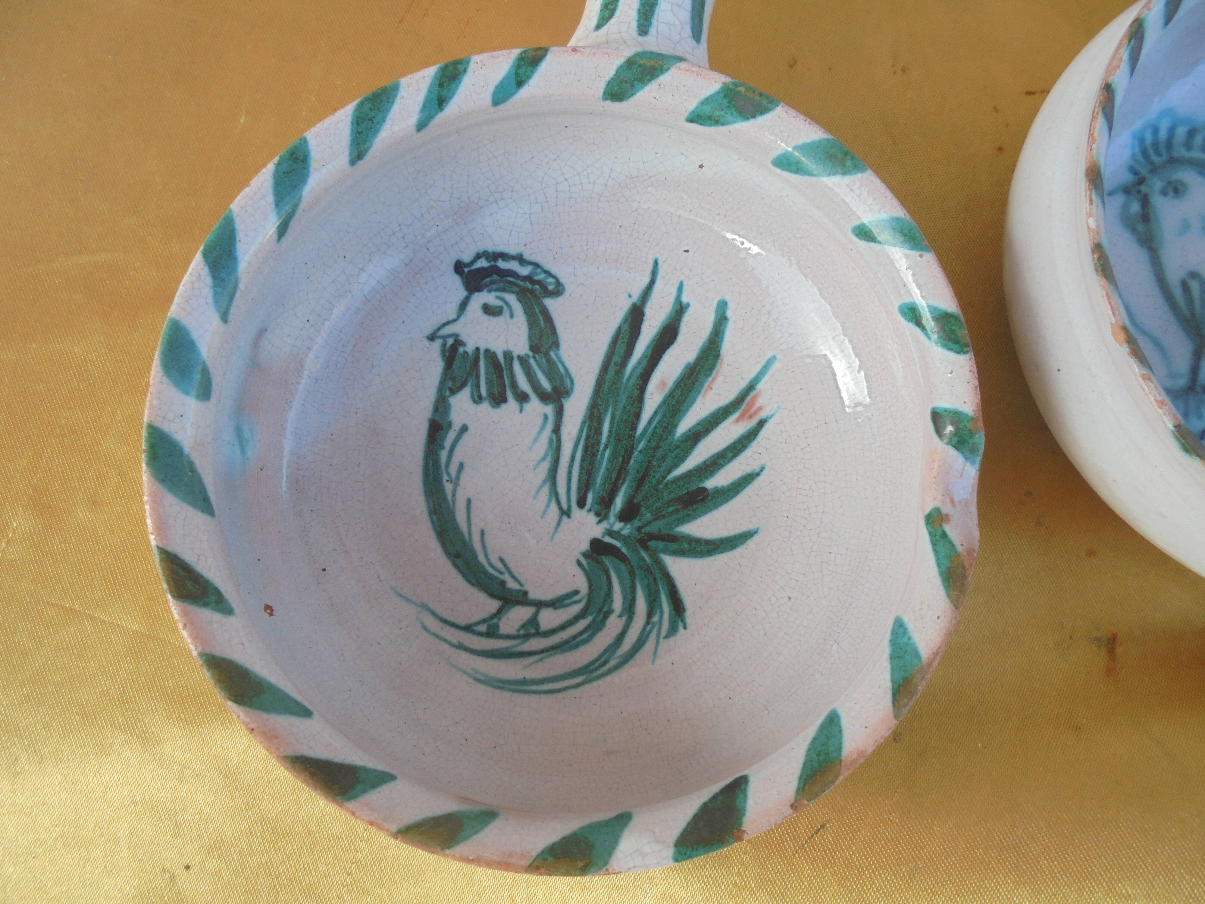 Vallauris 2 caquelons Signed B. Rubino