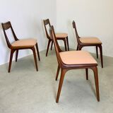 4x Alfred Christensen pour les chaises de salle à manger Slagelse Møbelvaerk 'Boomerang'