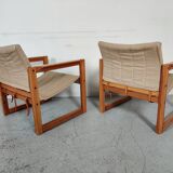 Paire de fauteuils "safari" en pin par Karin Mobring années 80