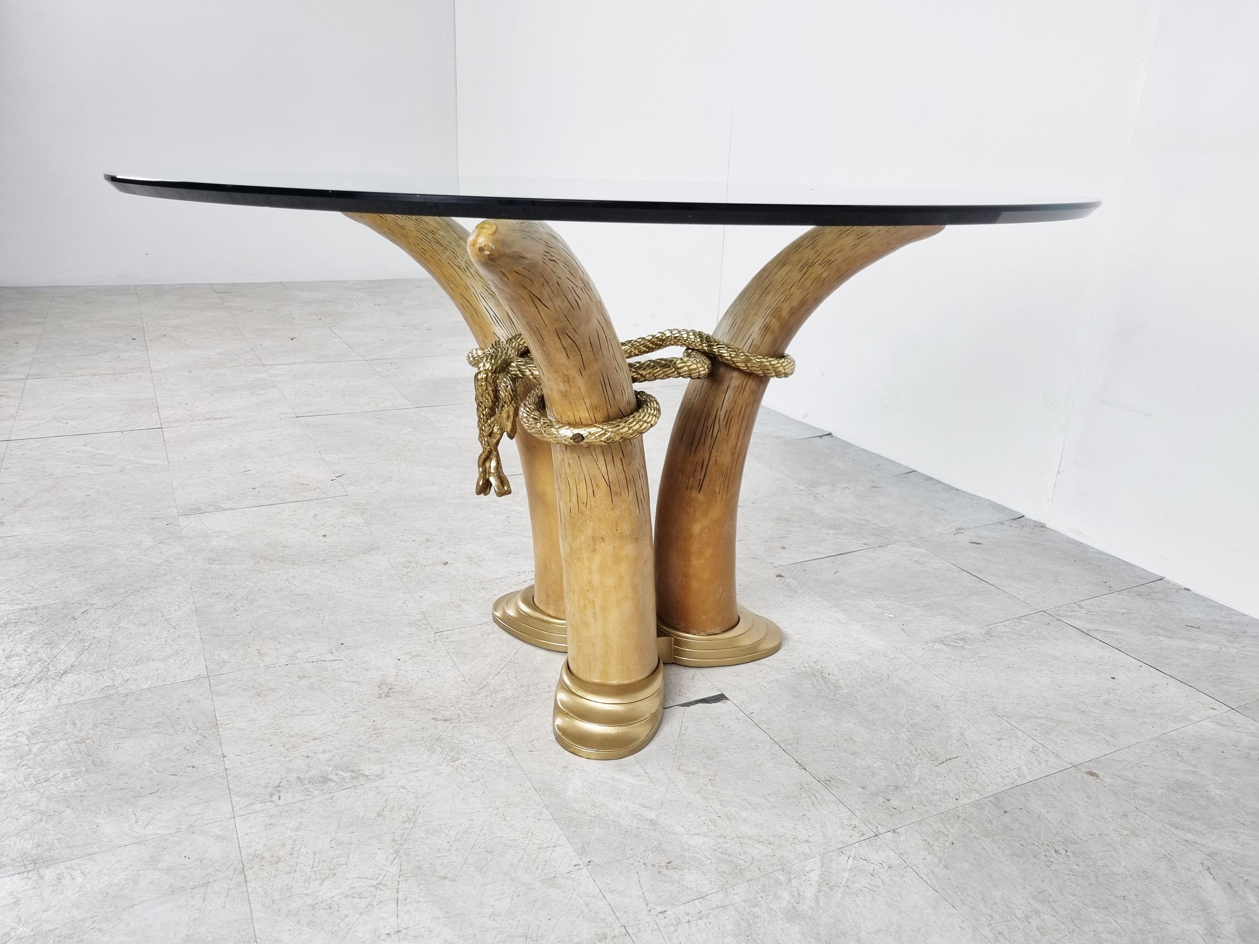Vintage faux tusk center table or side table, 1970s