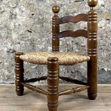 Chair Fireplace Wood & Straw Mountain Chalet Country Cottage No Dudouyt 60's