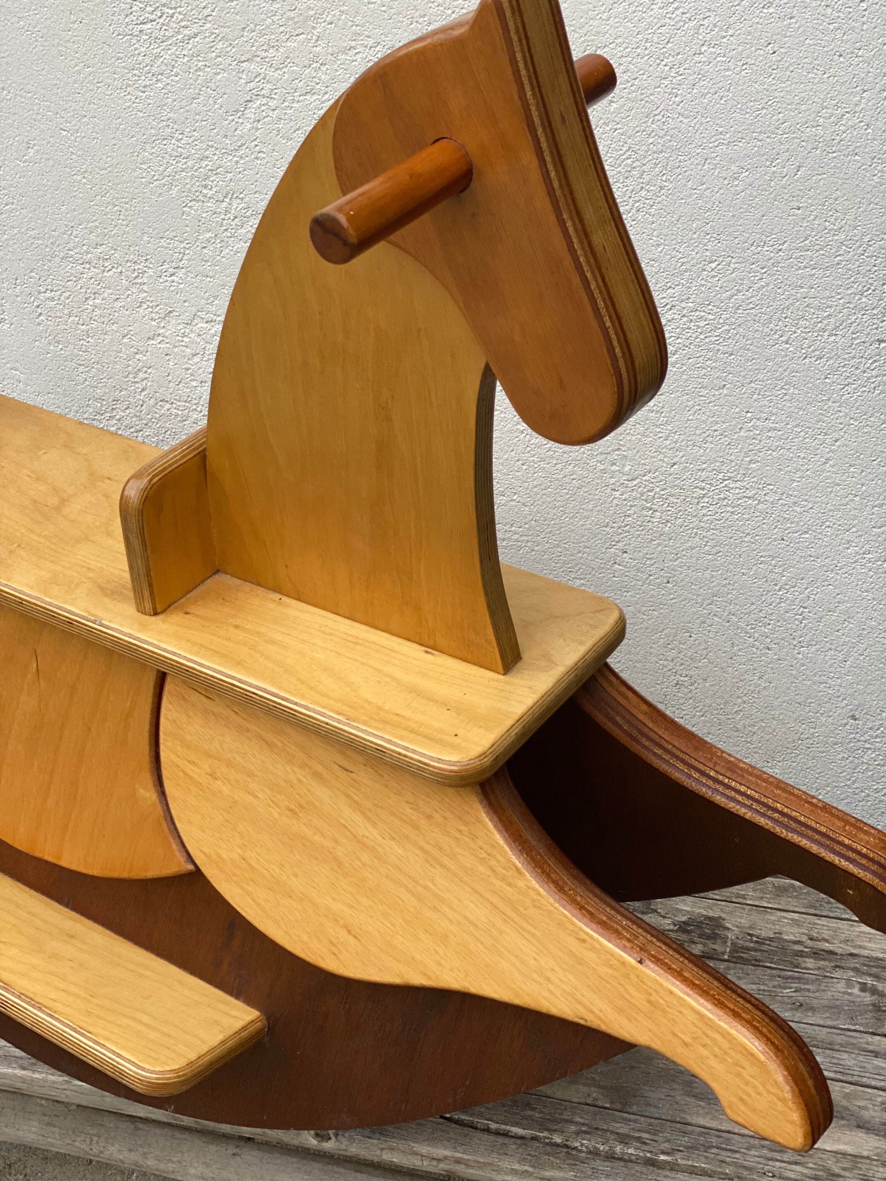 Mixed wood vintage rocking horse