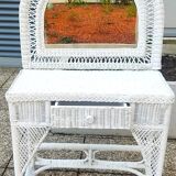 Dressing table in woven white rattan; 1970s